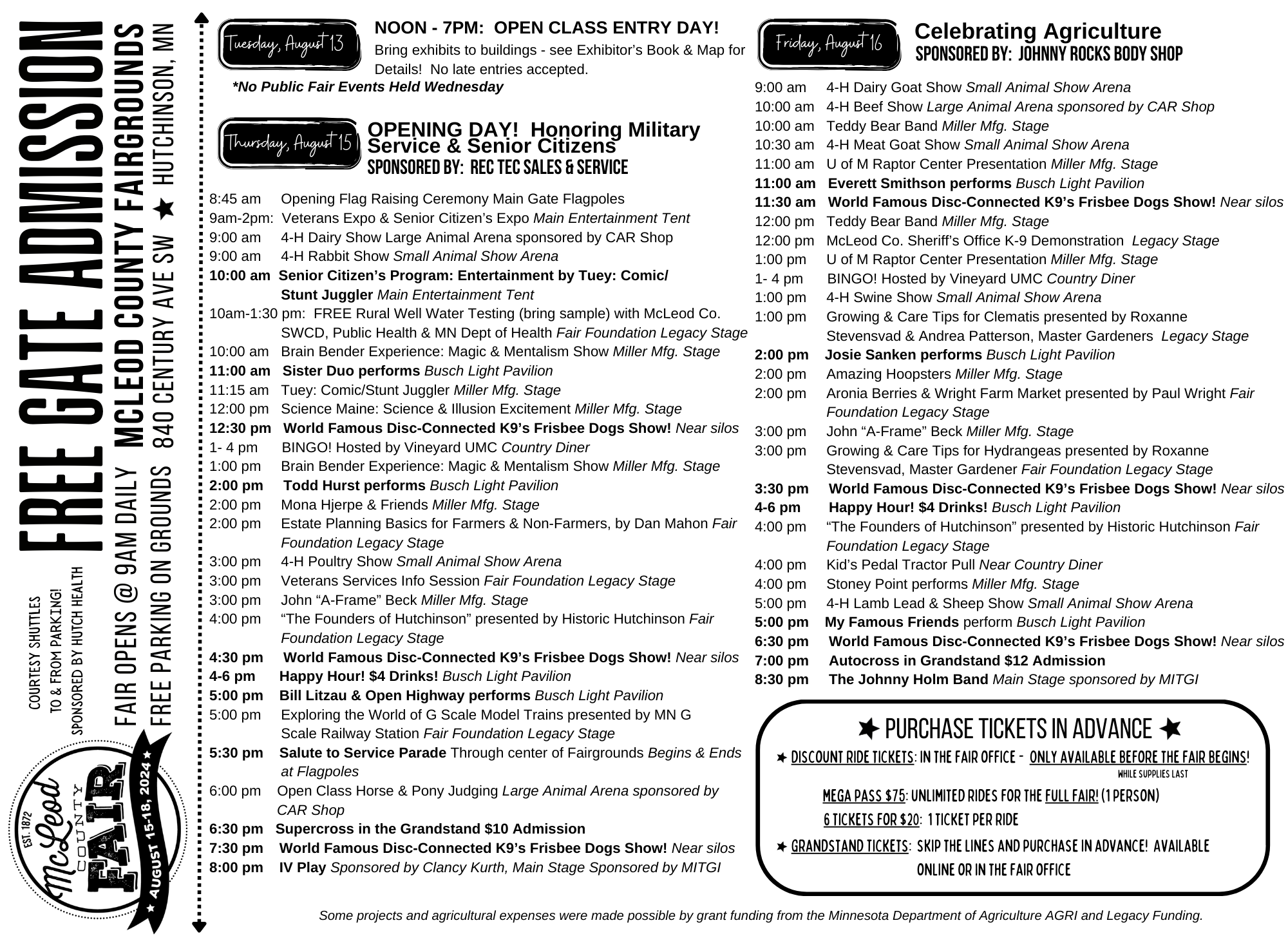 Fair Schedule McLeod County Fair